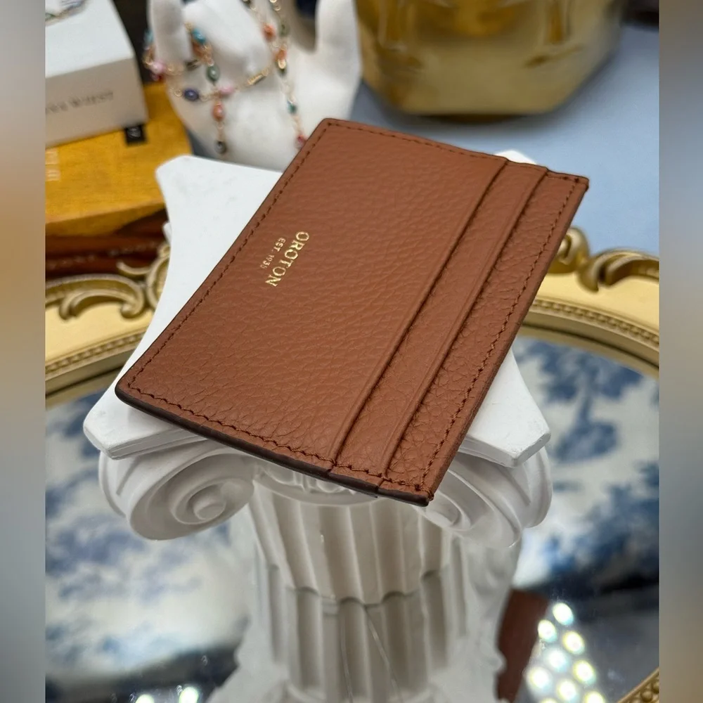 🆕 OROTON 🧿 NWOT Margot Card Sleeve, Whiskey Leather Cardholder